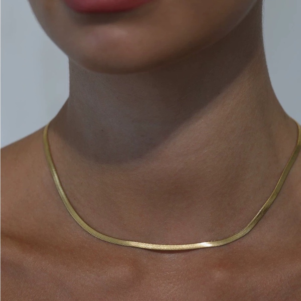 Gold Herringbone Necklace, Gold Snake Chain Necklace, Layered Necklace Gold